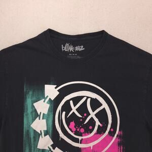 Blink-182 Men's Black Graphic Short Sleeve Tee - Pink & Teal Accents